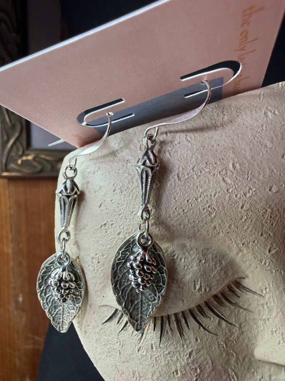 Artisan Silver Leaf & Berry Drop Earrings - Women Jewelry